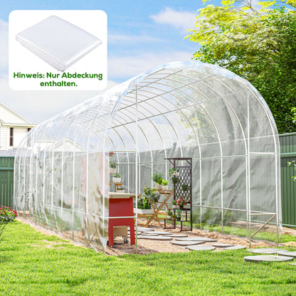 Outsunny Gewächshausabdeckung aus Kunststoff, Plane zum Abdecken von Pflanzen, UV-beständig, Wasserfest, 8 x 10 m