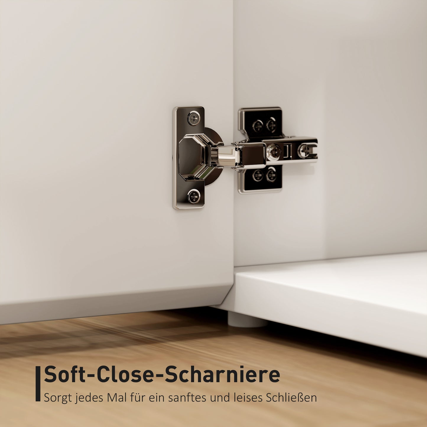 HOMCOM TV-Kommode für 65-Zoll-Fernseher, Fernseh-Schrank mit Soft-Close-Türen, anpassbare Regale, Kabellöcher, für Wohnzimmer, Weiß