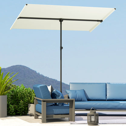 Outsunny Sonnenschirm 180 Grad drehbar Höhenverstellbar Gartenschirm mit Aluminium-Mast 150x205cm Beige