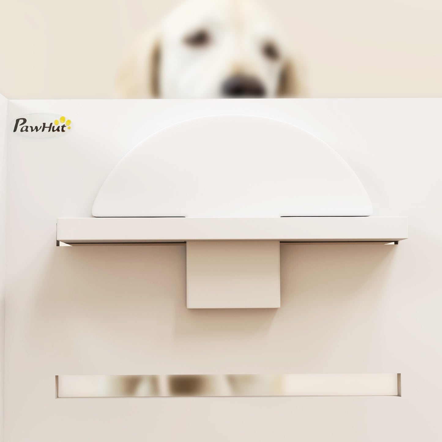 PawHut Hundefutternapf-Gestell, verstellbar Futternäpfe med separat design, 2 Edelstahlschüsseln, Anti-Schling-Matte, Weiß