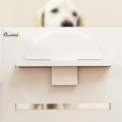 PawHut Hundefutternapf-Gestell, verstellbar Futternäpfe med separat design, 2 Edelstahlschüsseln, Anti-Schling-Matte, Weiß