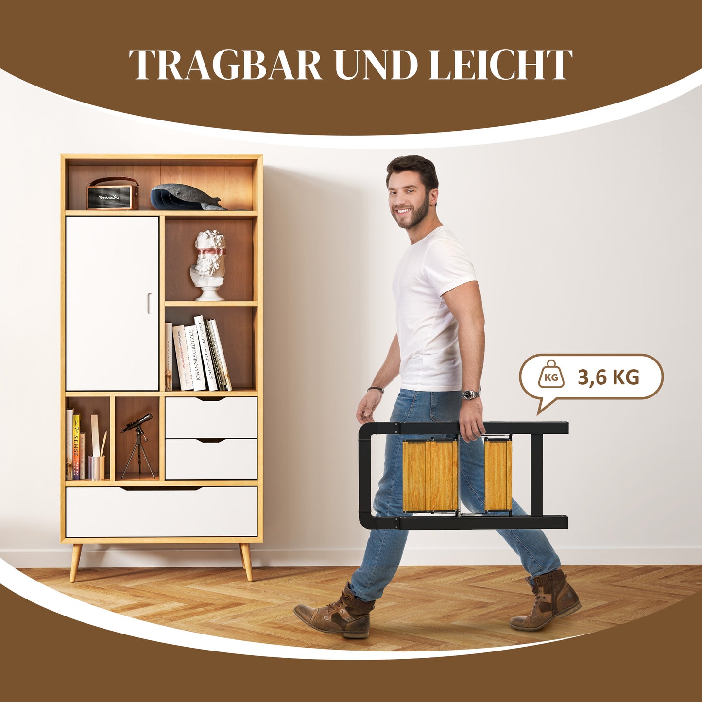 HOMCOM 2-stufige Trittleiter, Metall, faltbar, rutschfeste Plattform, Schwarz