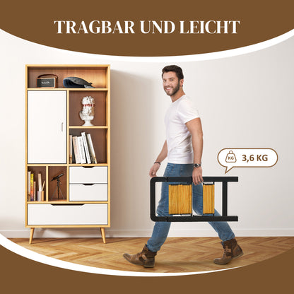 HOMCOM 2-stufige Trittleiter, Metall, faltbar, rutschfeste Plattform, Schwarz