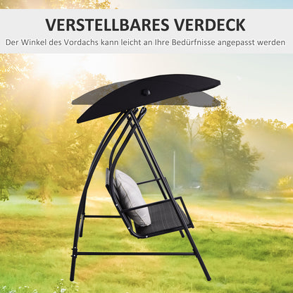 Outsunny 3-Sitzer Hollywoodschaukel Schaukel Polyrattan Metall mit Kissen belastbar bis 360kg Neu (Schwarz)