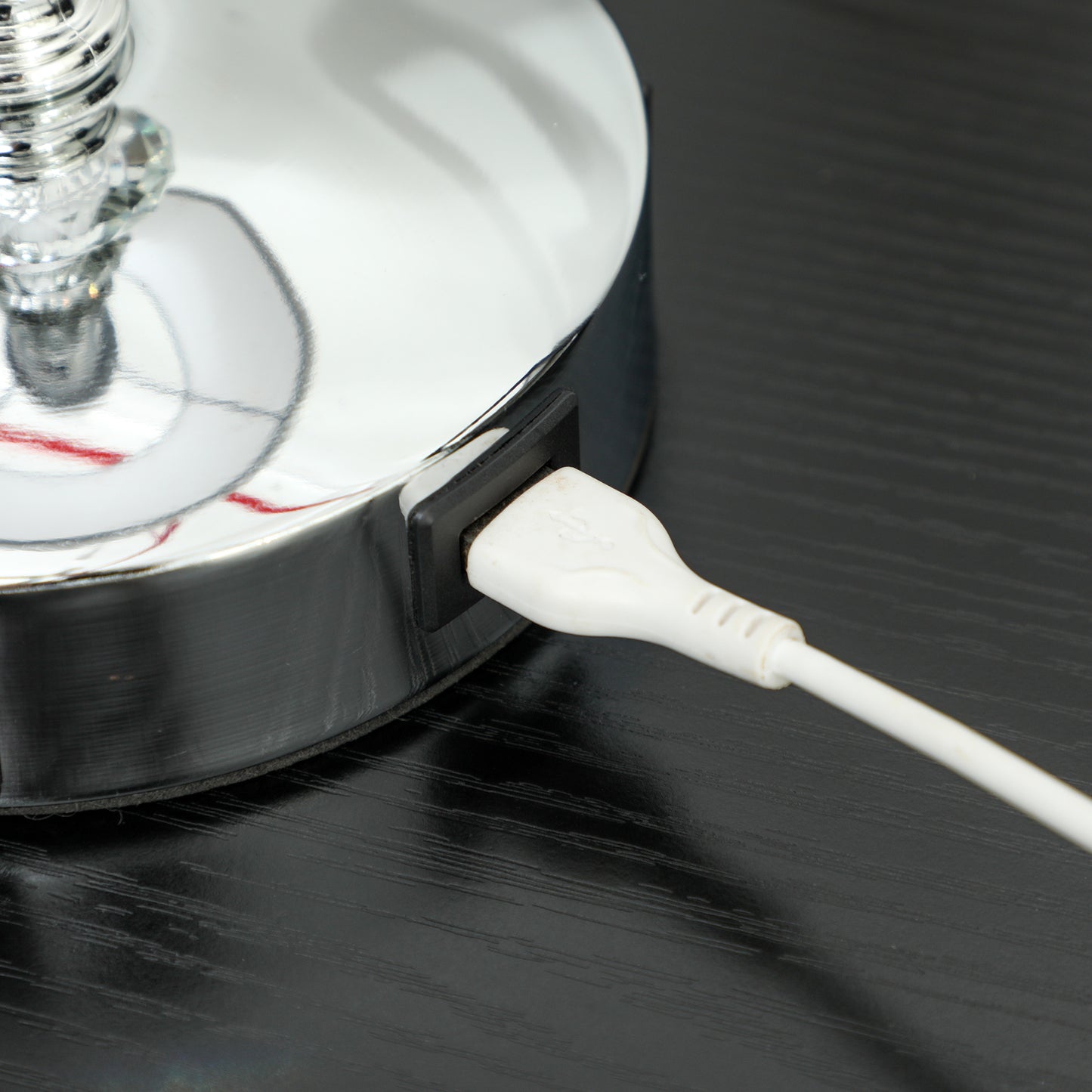 HOMCOM Kristall-Tischleuchte, Touch-Schalter, USB-Ladeanschluss, Ø23x45 cm, Silber