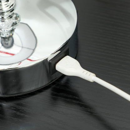 HOMCOM Kristall-Tischleuchte, Touch-Schalter, USB-Ladeanschluss, Ø23x45 cm, Silber