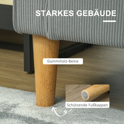 HOMCOM Zweisitzer-Sofa mit Stauraum und soliden Holzbeinen, für Wohnzimmer, Schlafzimmer, 117 x 63 x 79 cm, Hellgrau