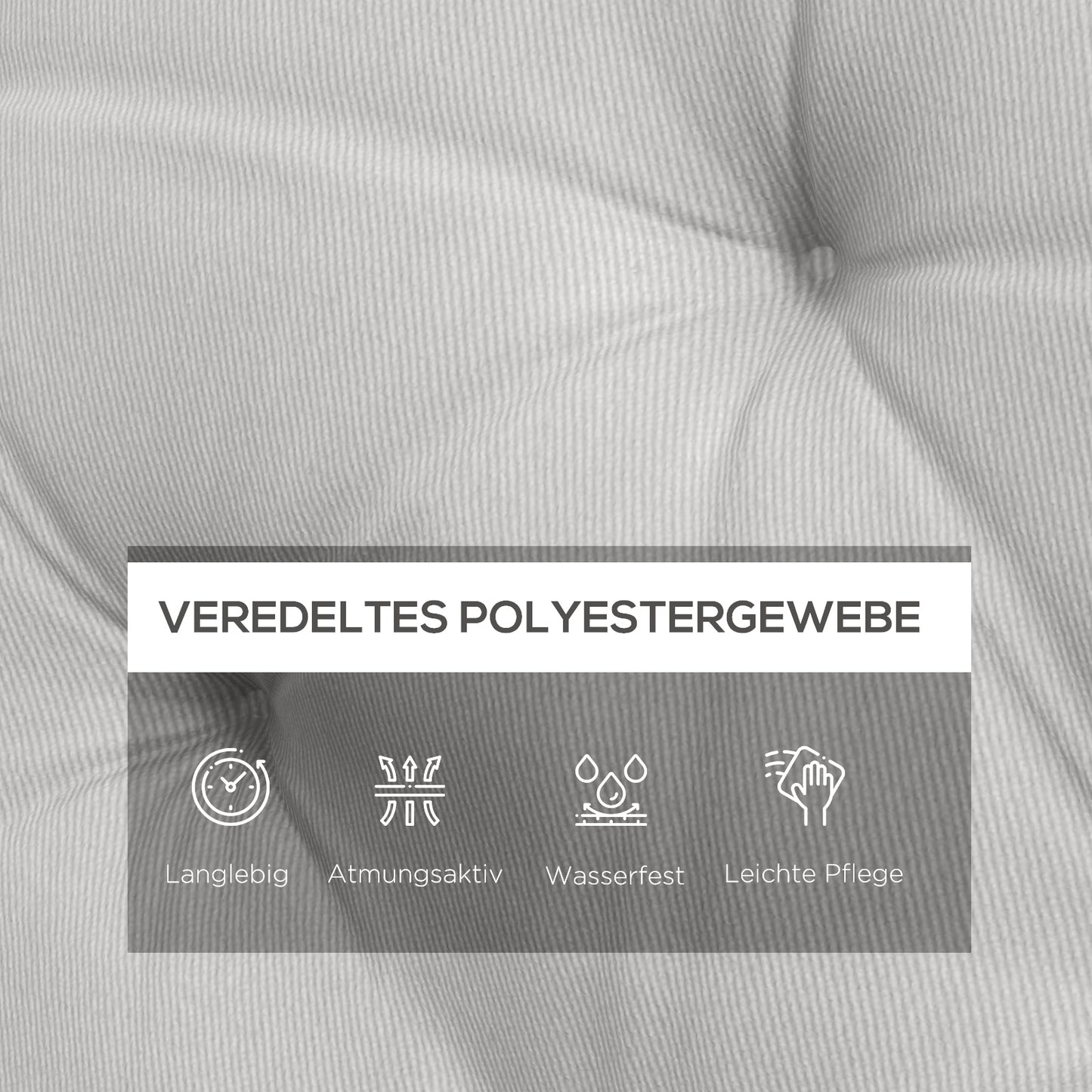 Outsunny 3 Sitzer Bankauflage 150x98x8 cm Bankkissen mit Bändern, Bankpolster für Gartenmöbel Hollywoodschaukel, Hellgrau