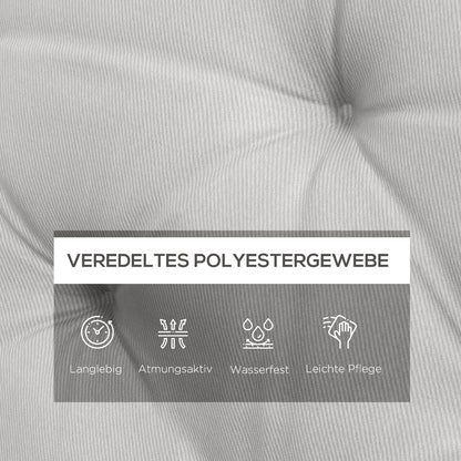 Outsunny 3 Sitzer Bankauflage 150x98x8 cm Bankkissen mit Bändern, Bankpolster für Gartenmöbel Hollywoodschaukel, Hellgrau