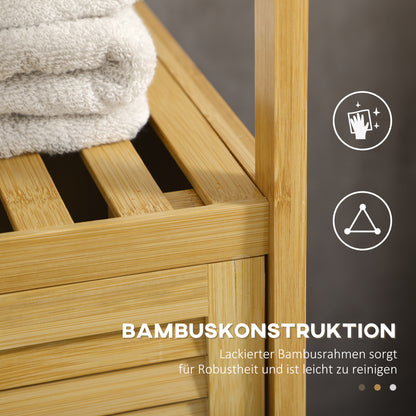 kleankin Badezimmerschrank Badregal, Bambus, 1Ablage, 1 Schrank, 33 cm x36.5 cm x67 cm, Natur