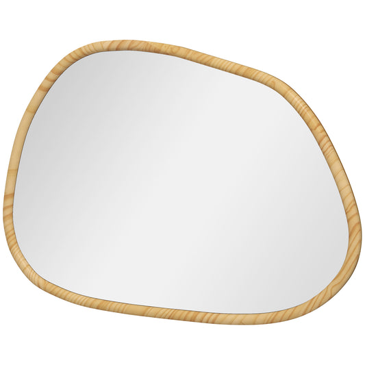 HOMCOM Wandspiegel Dekospiegel Spiegel, Vintage-Design, 70 cm x 2,1 cm x 50 cm, Massivholz, Natur