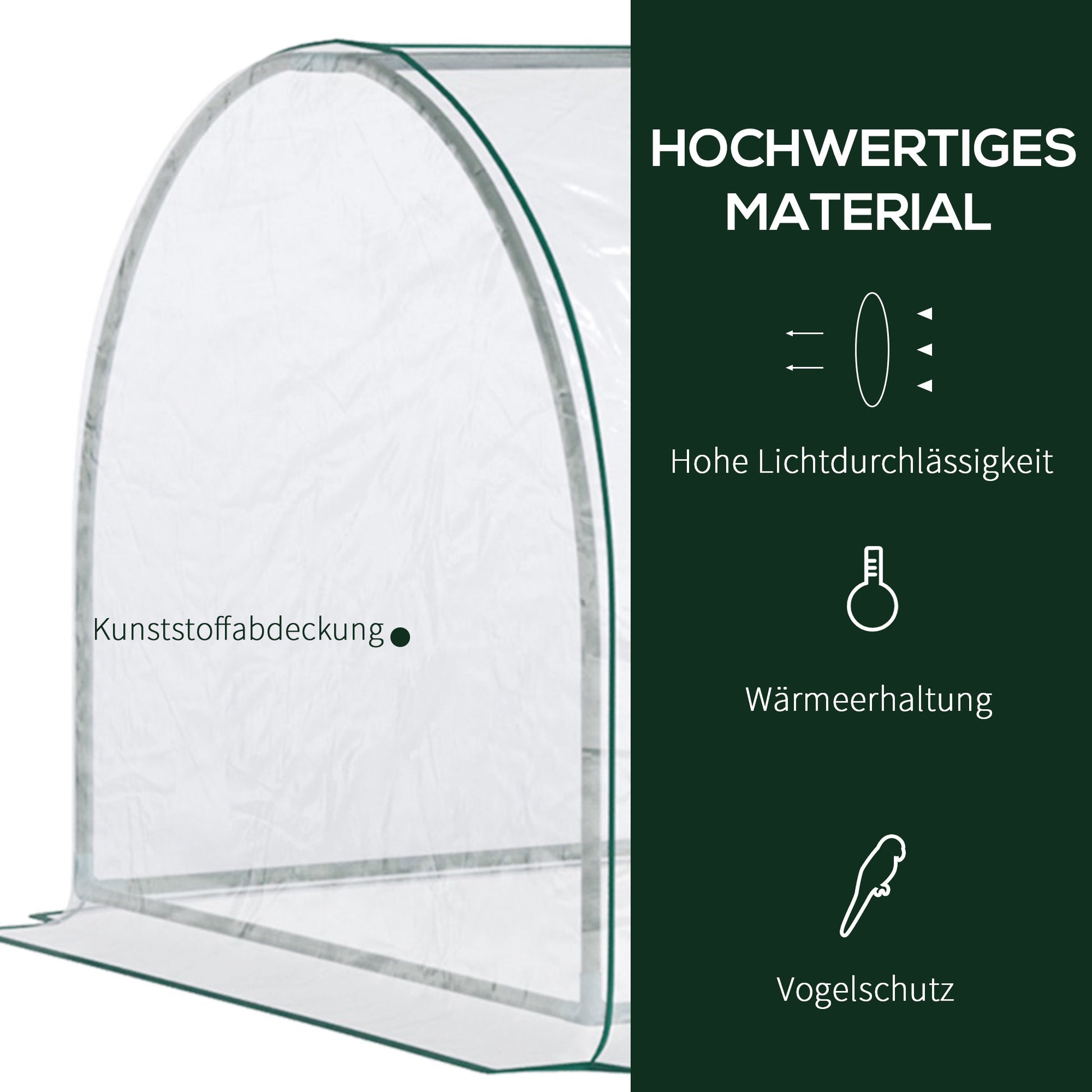 Outsunny Gewächshaus, Treibhaus mit Tür, Frühbeet, Pflanzenhaus, Pflanzenaufzucht, Stahl, Kunststoff, 250 x 100 x 80 cm, Grün