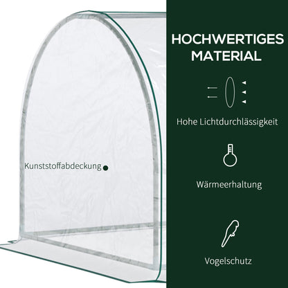 Outsunny Gewächshaus, Treibhaus mit Tür, Frühbeet, Pflanzenhaus, Pflanzenaufzucht, Stahl, Kunststoff, 250 x 100 x 80 cm, Grün