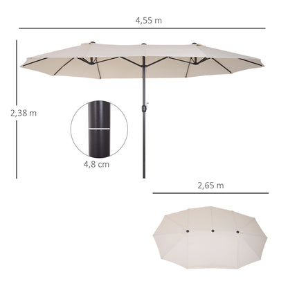 Outsunny XXL Sonnenschirm mit Handkurbel wetterbeständig 455 cm x 270 cm x 240 cm Stahl Polyester Beige