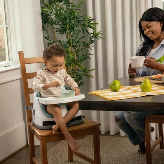 INGENUITY 2-in-1 booster seat with integrated storage tray, mist, from 6 months