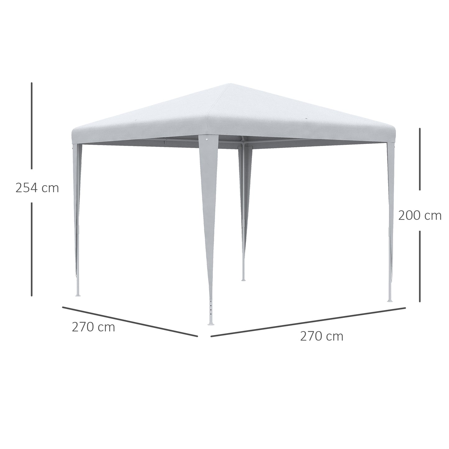 Outsunny Pavillon 2,7x2,7m Rechteckig Wasserabweisend Stabil Winterfest Pavillon Partyzelt Gartenzelt Gartenpavillon Festzelt für Camping Garten, Weiß