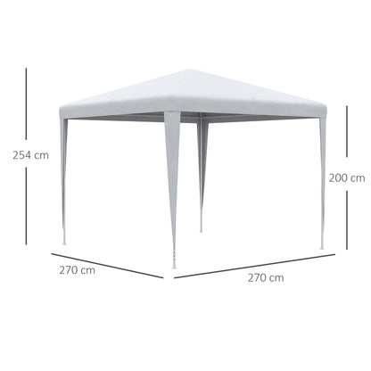 Outsunny Pavillon 2,7x2,7m Rechteckig Wasserabweisend Stabil Winterfest Pavillon Partyzelt Gartenzelt Gartenpavillon Festzelt für Camping Garten, Weiß