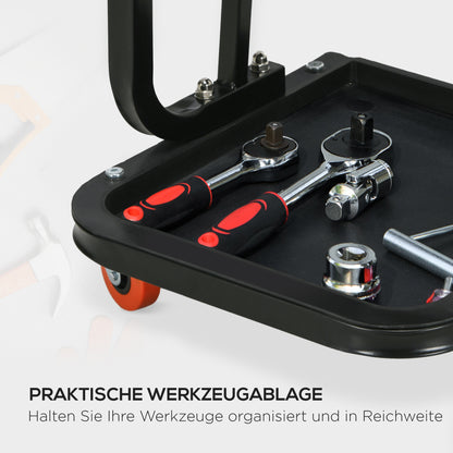 HOMCOM Werkstatthocker, robust & komfortabel, 38x35x37cm, Rot/Schwarz