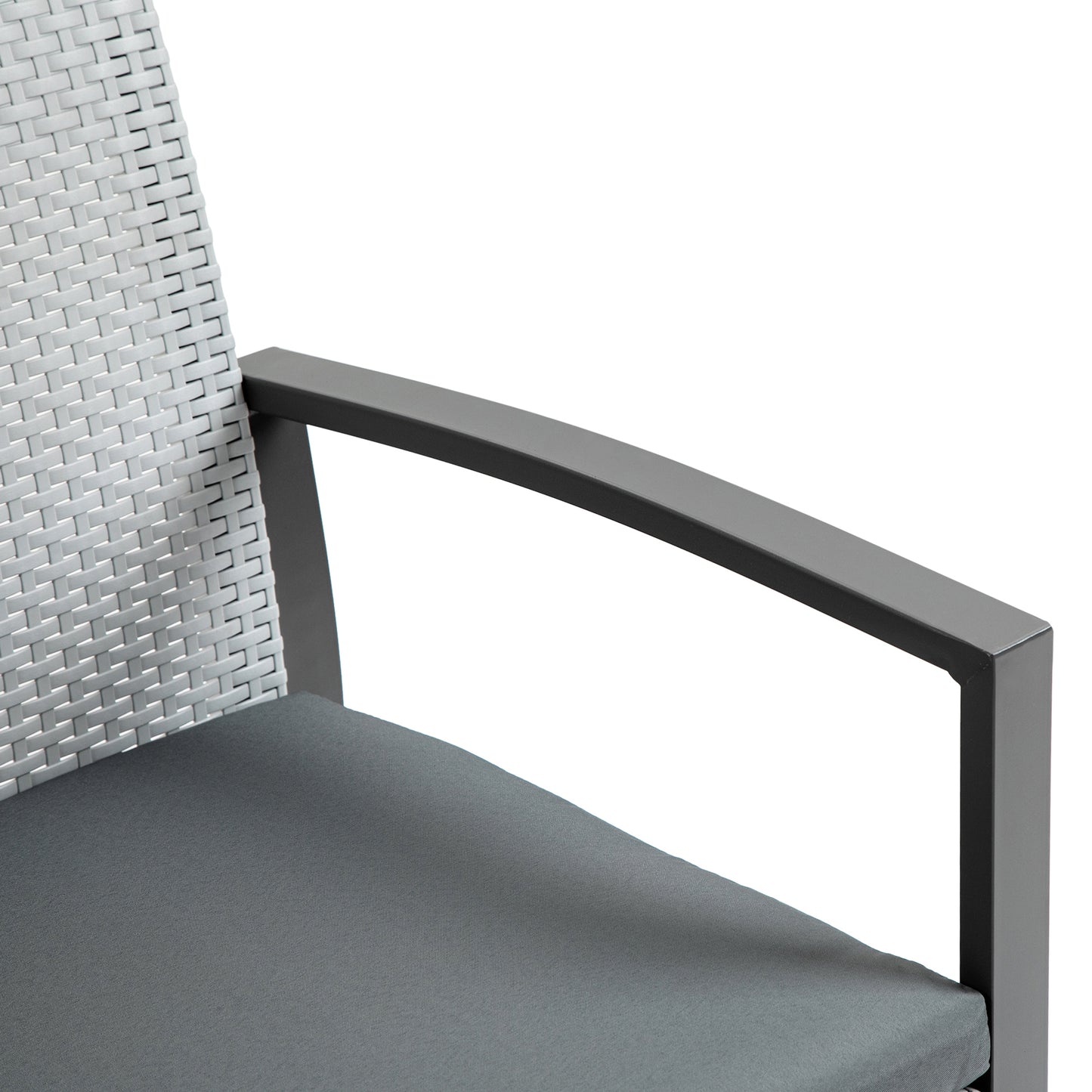 Outsunny Polyrattan Sitzgruppe für 2 Personen Balkonmöbel Set mit Beistelltisch mit Sitzkissen Stahl Schwarz+Grau