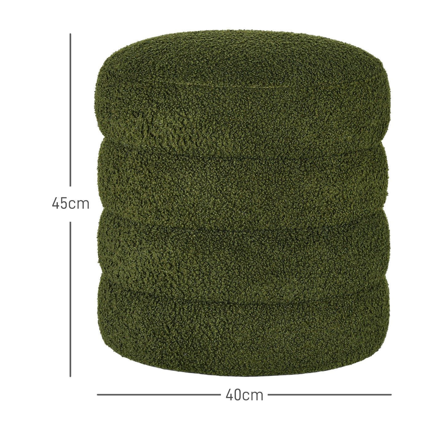 HOMCOM Hocker, rund, Teddyfleece, bis 120kg, Φ40x45H cm, Grün