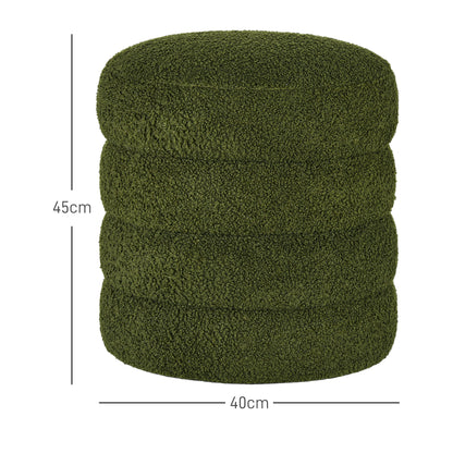 HOMCOM Hocker, rund, Teddyfleece, bis 120kg, Φ40x45H cm, Grün