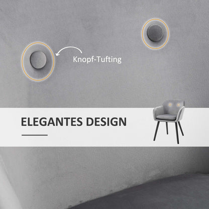 HOMCOM Esszimmerstühle in ansprechendem Design, Metallstruktur, Holzbeine, Grau, 120 kg belastbar