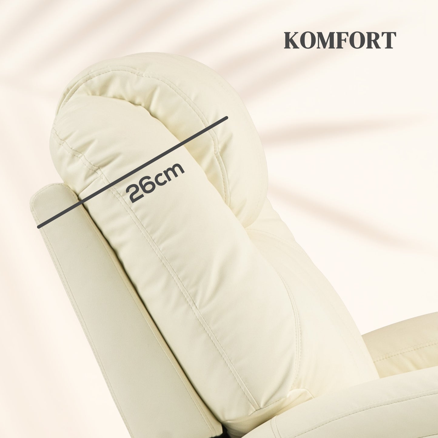 HOMCOM Relaxsessel mit Massagefunktion, neigbare Lehne, drehbar, bis 150 kg, Kunstleder, Cremeweiß