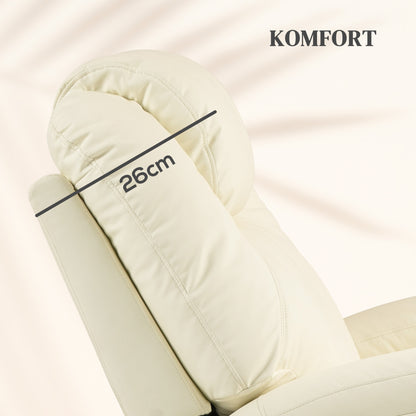 HOMCOM Relaxsessel mit Massagefunktion, neigbare Lehne, drehbar, bis 150 kg, Kunstleder, Cremeweiß