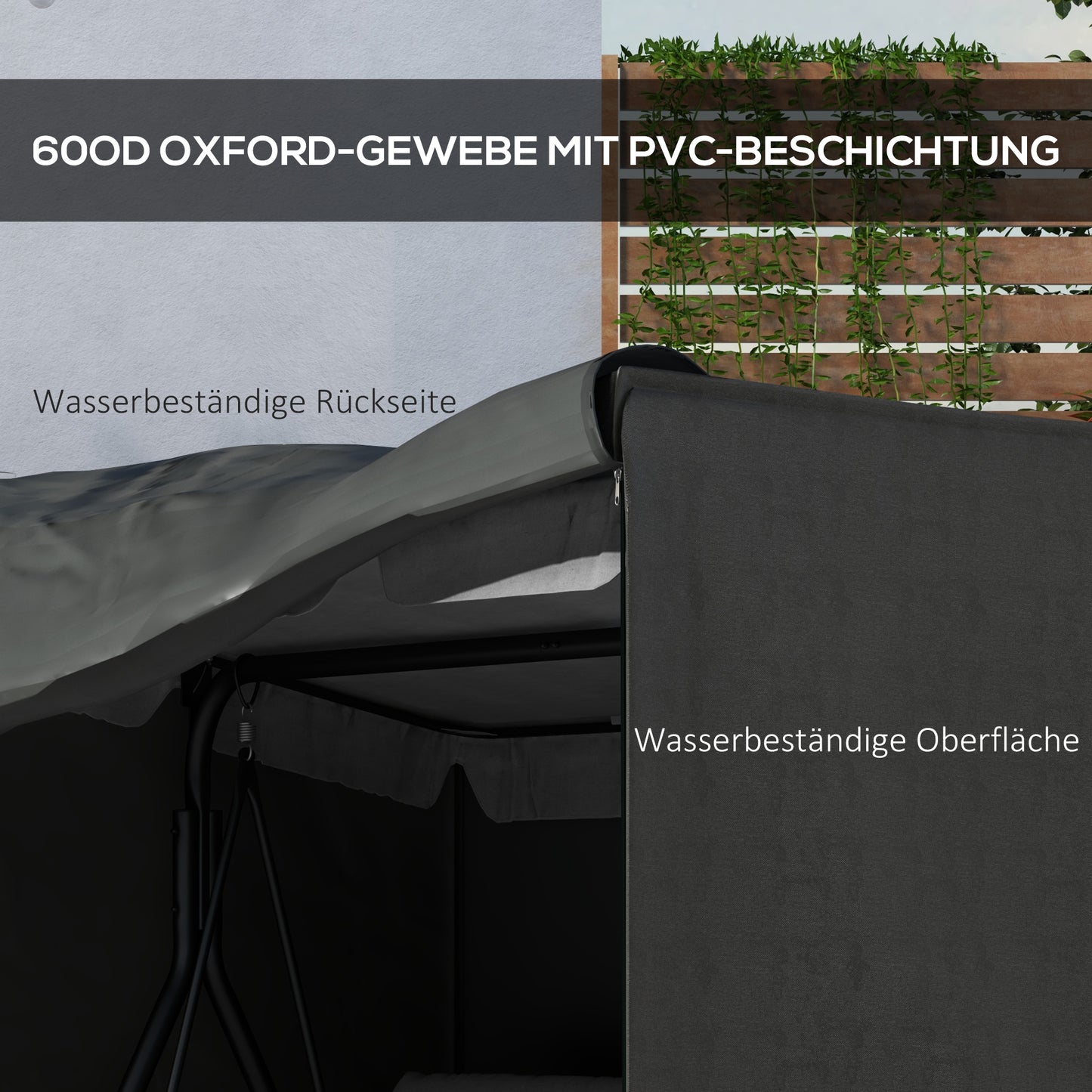 Outsunny Abdeckung für Gartenschaukel, Schutzhülle für Hollywoodschaukel, Abdeckhaube, wasserfest, 177 x 114 x 152 cm, Grau