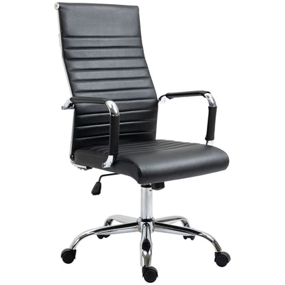 Vinsetto Bürostuhl ergonomisk Schreibtischstuhl med Wippfunktion Chefsessel höhenverstellbarer Drehstuhl gepolstert Konstledare Schaumstoff Schwarz 54 x 62 x 104-114 cm