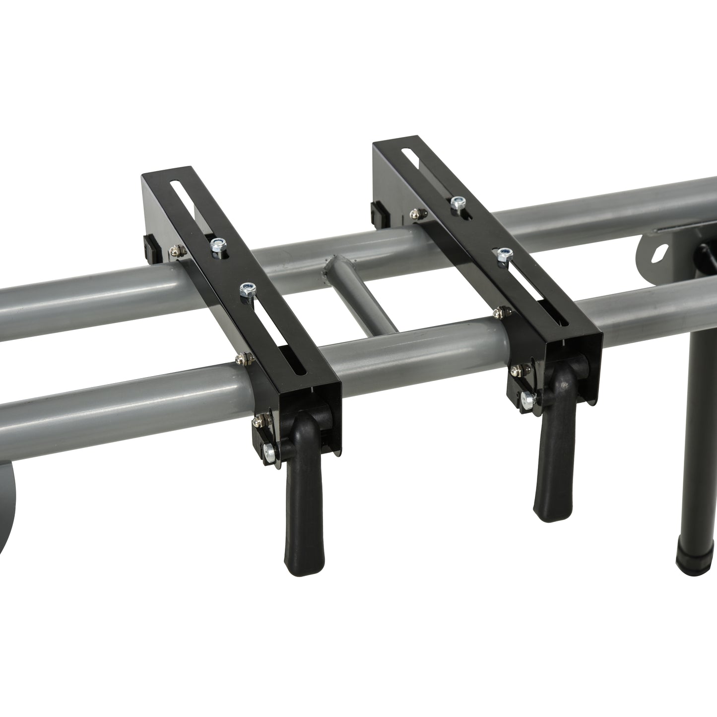 DURHAND Untergestell für Kappsägen Arbeitstisch für Kapp- und Gehrungssägen Sägengestell Kappsäge Stahl Schwarz+Silber Seitenverlängerung 123,5-245 cm