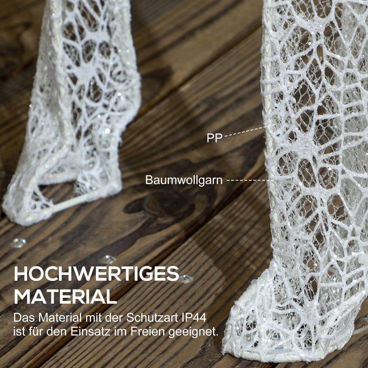 Outsunny LED-Weihnachtsdekoration, Lechtendes Rentier und Schlitten, 170 ljusare, 50 x 29 x 42 cm