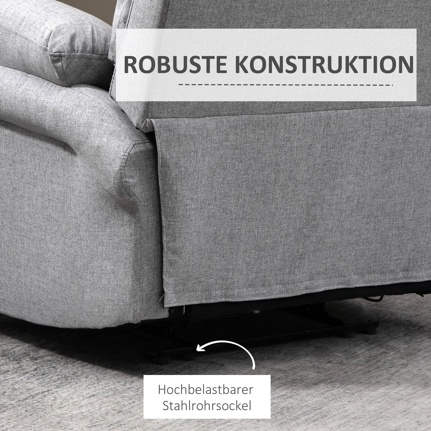 HOMCOM Relaxsessel mit Liegefunktion Einzelsofa Verstellbar Liege 165° neigbar Liegesessel Ruhesessel Fernsehsessel für Wohnzimmer Schlafzimmer Leinen-Touch Hellgrau 91 x 92 x 102 cm