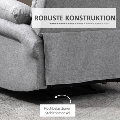 HOMCOM Relaxsessel mit Liegefunktion Einzelsofa Verstellbar Liege 165° neigbar Liegesessel Ruhesessel Fernsehsessel für Wohnzimmer Schlafzimmer Leinen-Touch Hellgrau 91 x 92 x 102 cm