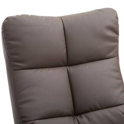 HOMCOM Relaxsessel mit Hocker, 360°drehbarer Fernsehsessel mit Liegefunktion Lesesessel für Schlafzimmer, Wohnzimmer, Kunstleder, Braun