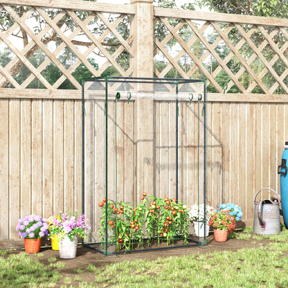 Outsunny Gewächshaus Treibhaus Tomatenhaus Frühbeet mit Tür zum Aufrollen Stahl Kunststoff Transparent 100x50x150cm