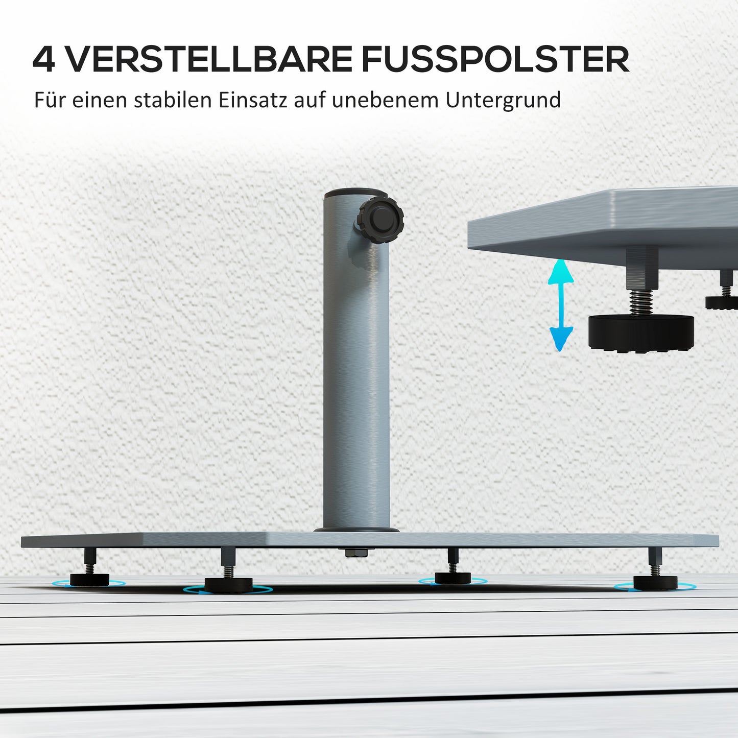 Outsunny Sonnenschirmständer aus Metall 18,5 kg Schirmständer, Quadratisch Schirmhalter für Sonnenschirm 32/38/48mm
