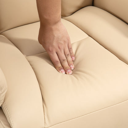 HOMCOM Relaxsessel, Liegefunktion, Lederoptik, Fußstütze, bis 150 kg, 78 x 80 x 109 cm, Beige