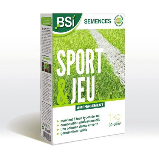 BSI - Grass Seeds - Sport & Play - With Protective Coating - High Quality - up to 50 m² - 1Kg