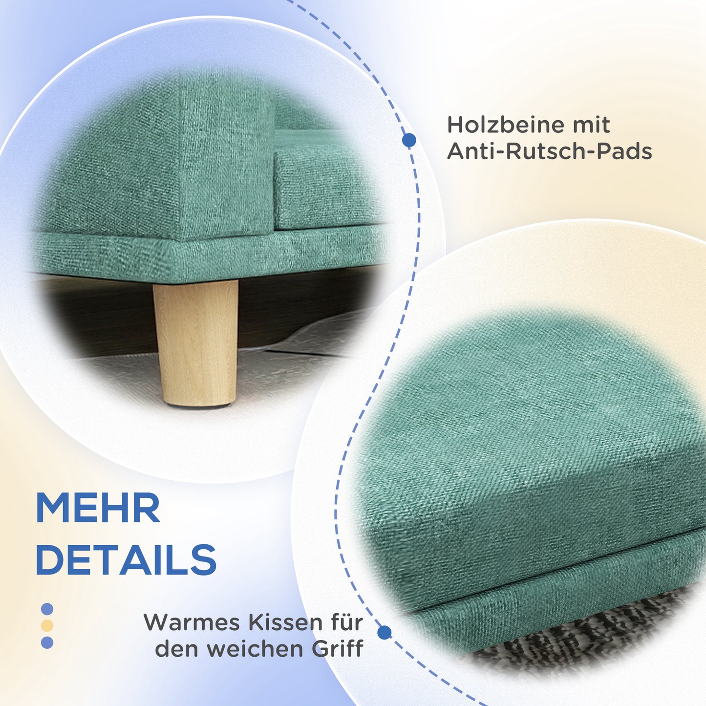 PawHut Hundebett Hundesofa Haustiersoffa, Eukolyptusholz, 98 x 67 x 25 cm, Grön