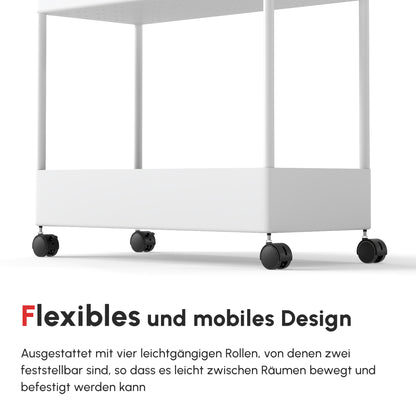 HOMCOM Küchenwagen mit 4 Regalen, 4 flexiblen Haken, 4 Rollen, 40 cm x 19 cm x 90 cm, Nischenwagen, Weiß