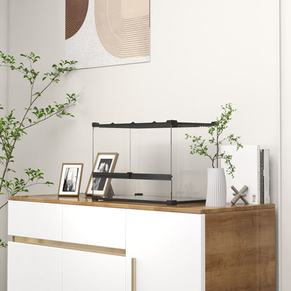 PawHut Glas-Terrarium für Reptilien, erhöhter &amp; wasserdichter Boden, Knopfschloss