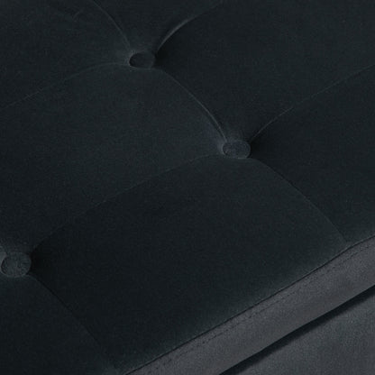 HOMCOM Sitzbank mit Stauraum und Armlehnen, Truhenbank, samtartiges Polyester, Kautschukholz, Dunkelgrau, 107 x 42 x 65 cm