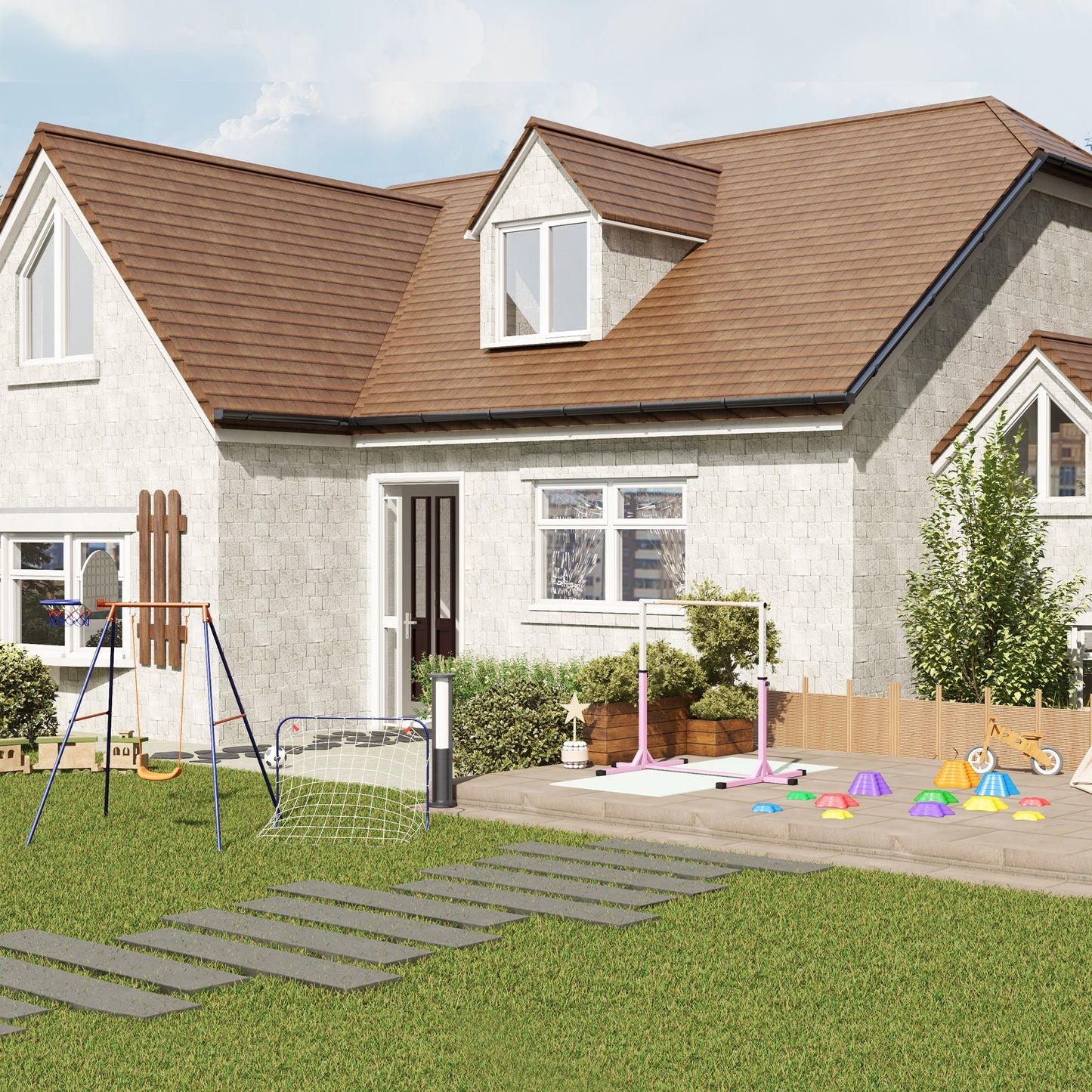 Outsunny Balance-Steine, Trittsteine, 11 Stück, stapelbar, rutschfest, robust, für innen und außen, belastbar bis 80 kg