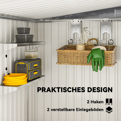 Outsunny Metall Gerätehaus 2,81m² 154x206,5x181 cm Geräteschuppen mit Pultdach Fundament
