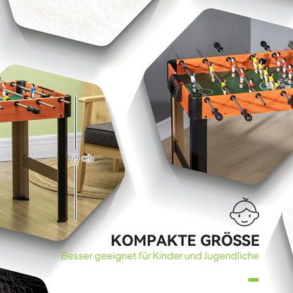 HOMCOM Tischkicker, Tischfußball-Set, 2 Bälle, rutschfeste Griffe, für Kinder und Erwachsene, Punkteanzeige, MDF, Metall, Bunt