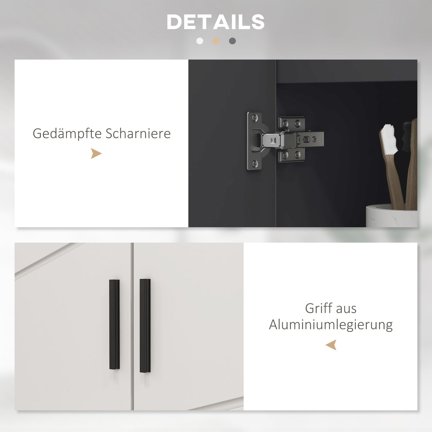 kleankin Badezimmerschrank, Badkommode, Waschbecken-Unterschrank, 2 Ebenen, Holz, Hellgrau