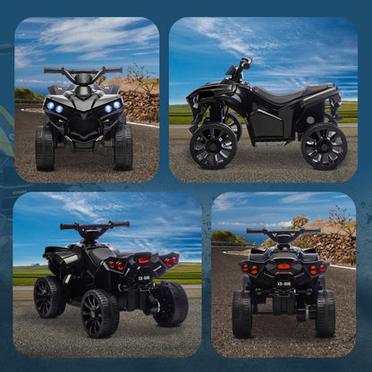 AIYAPLAY Kinder Quad Elektro 6V Kinderquad mit Vorwärts-, Rückwärtsfunktion, Musik, LED-Scheinwerfer Schwarz