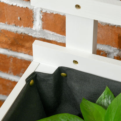 Outsunny Pflanzkasten mit Spalier, 4 Räder, Naturholz, wetterfeste Lackierung, weiß, 76 x 30 x 155 cm