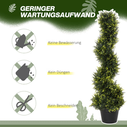 Outsunny Künstliche Spiralpflanze, Spiral-Zedernbaum mit Topf, 90 cm, künstliche Zeder für Außen- und Innendekoration, Grün